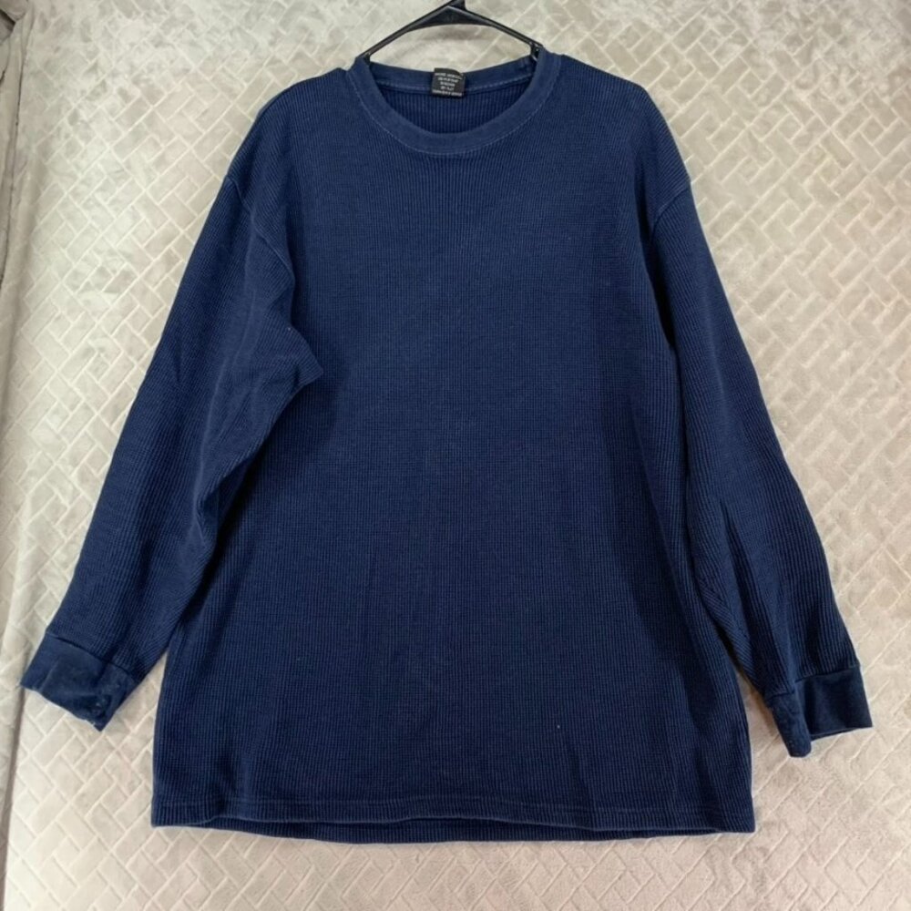 Heavyweight Gemrock Men 4XL Thermal Shirt Navy Blue Thick Waffle Knit Base Layer
